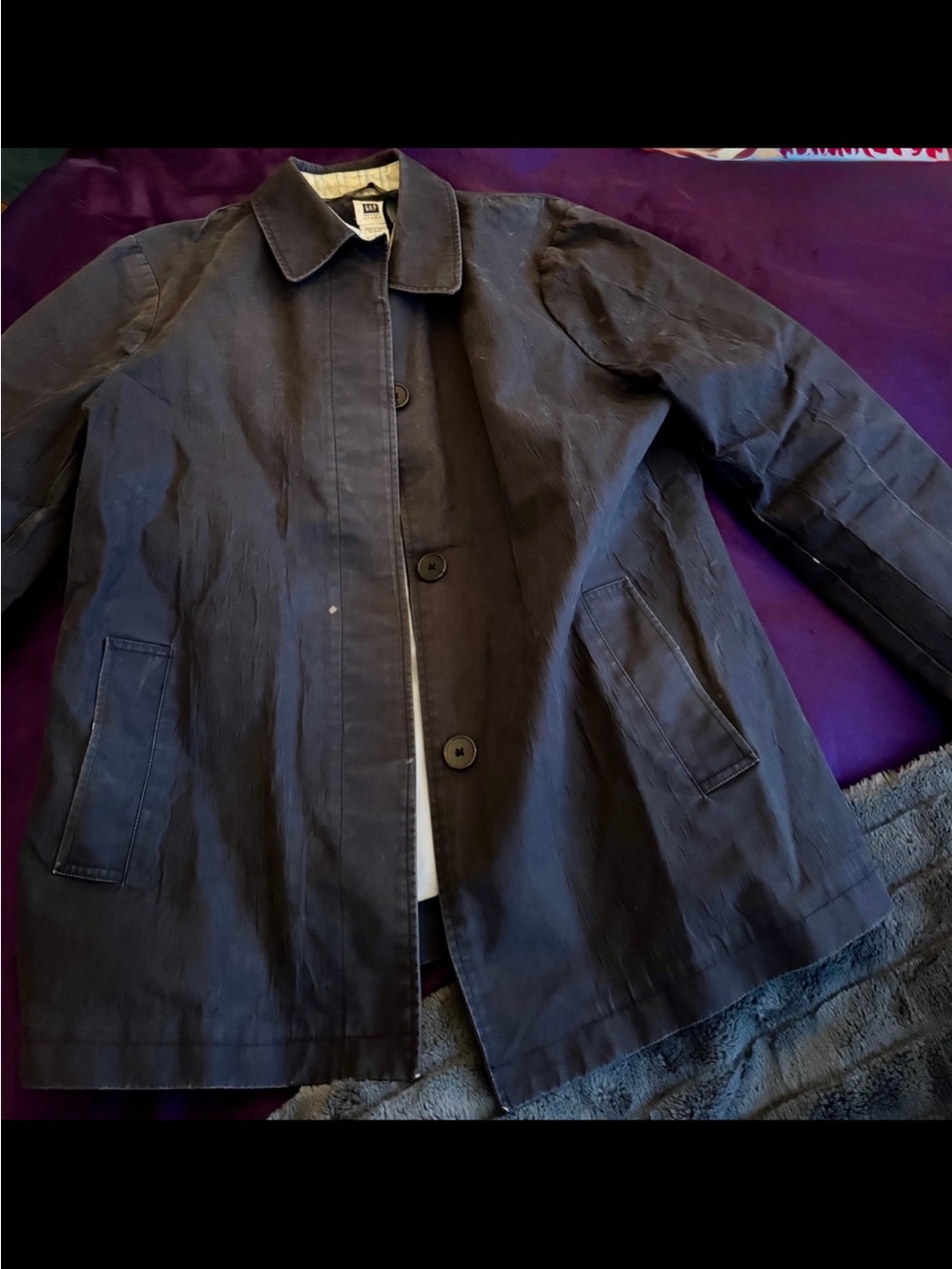 Gap Black washed out car coat XL